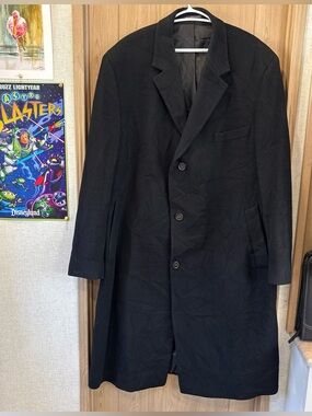 Lauren Ralph Lauren 100 % Cashmere Black Overcoat Size 46 Long Old Money Preppy